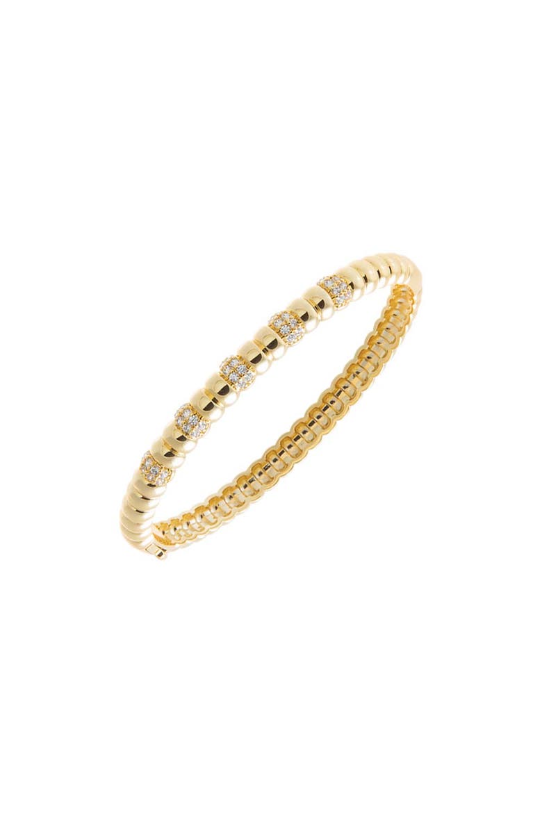 Pave Dainty Beaded Bangle Bracelet, Main, color, Gold