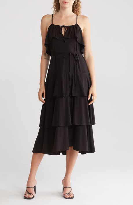 GO COUTURE Ruffle Tiered Midi Slipdress
