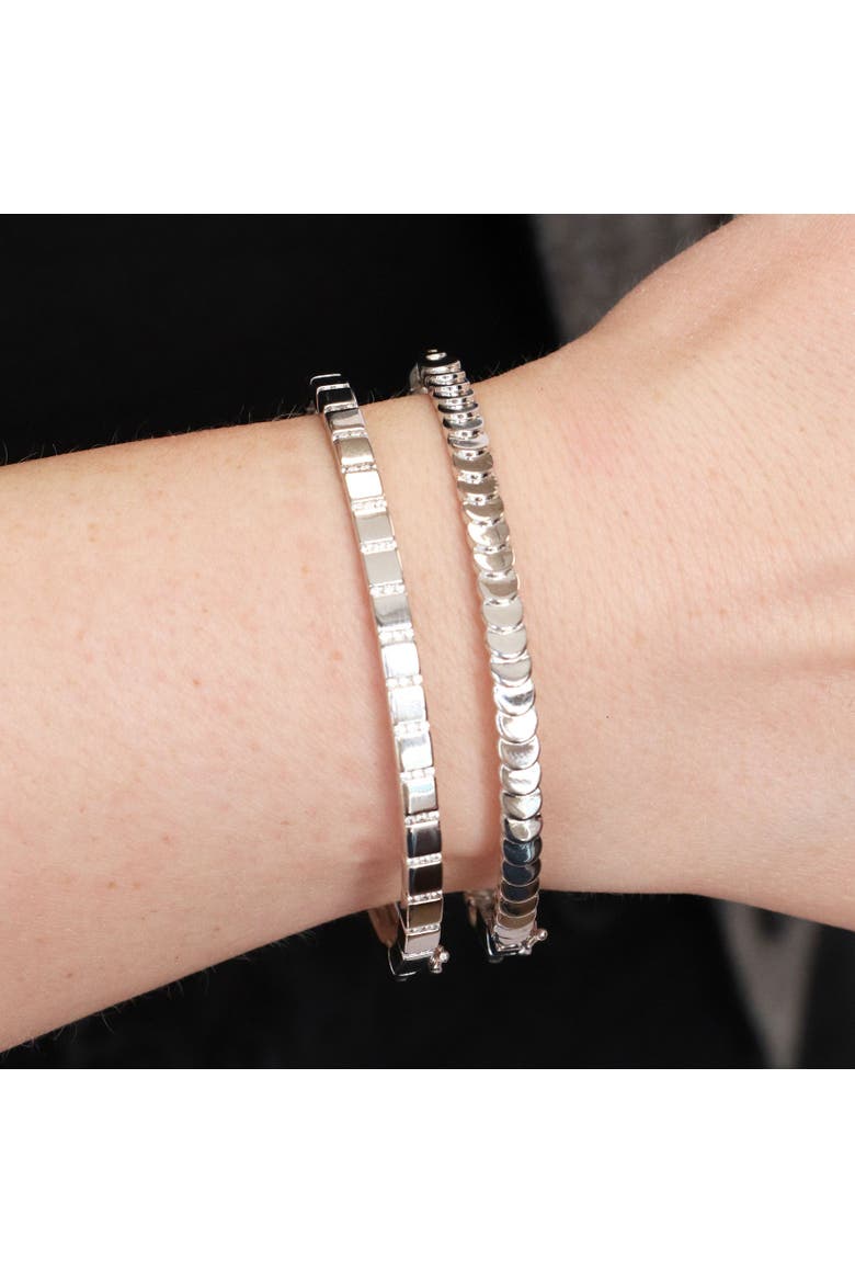 Ribbed CZ Bangle, Alternate, color, Sterling Silver