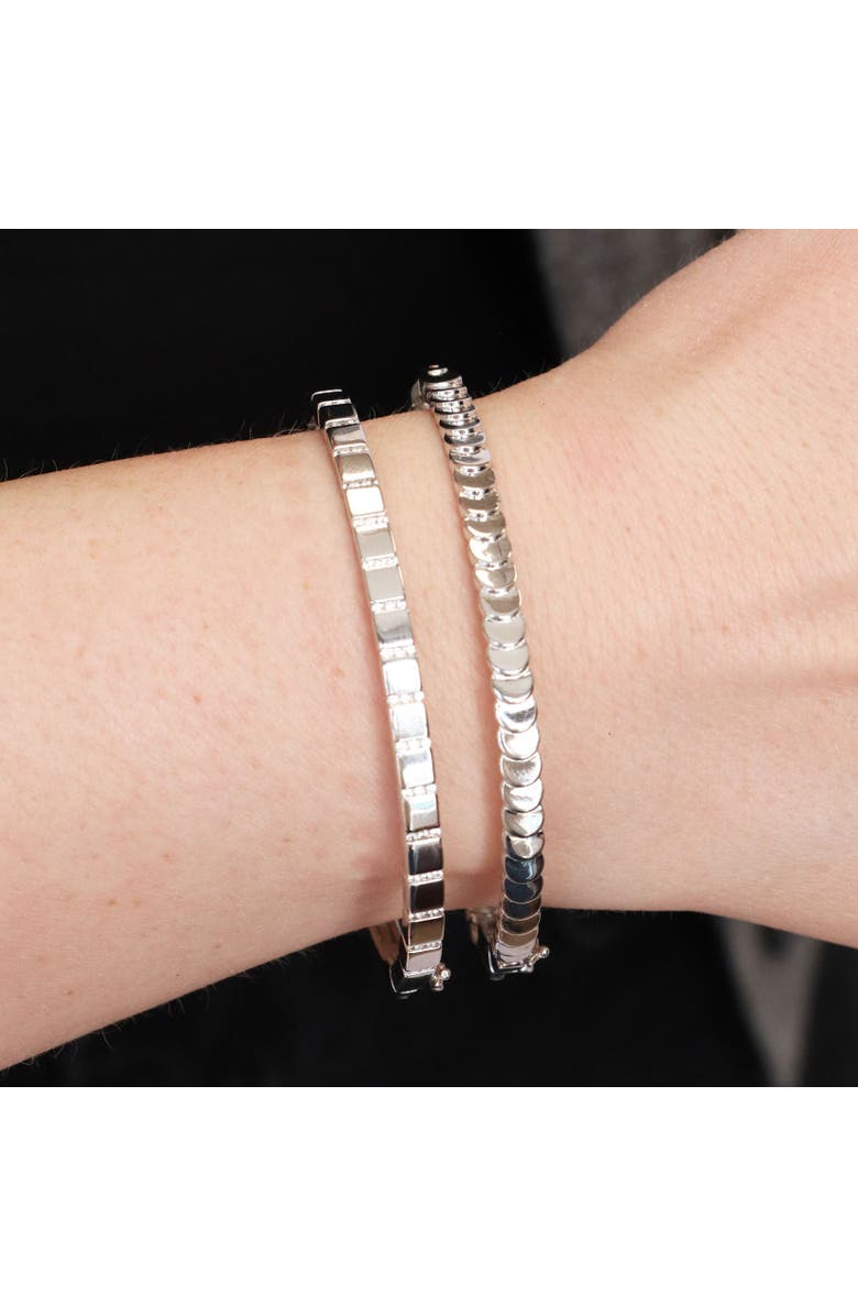 The Lovery Fine Jewelry Ribbed CZ Bangle, Alternate, color, Sterling Silver