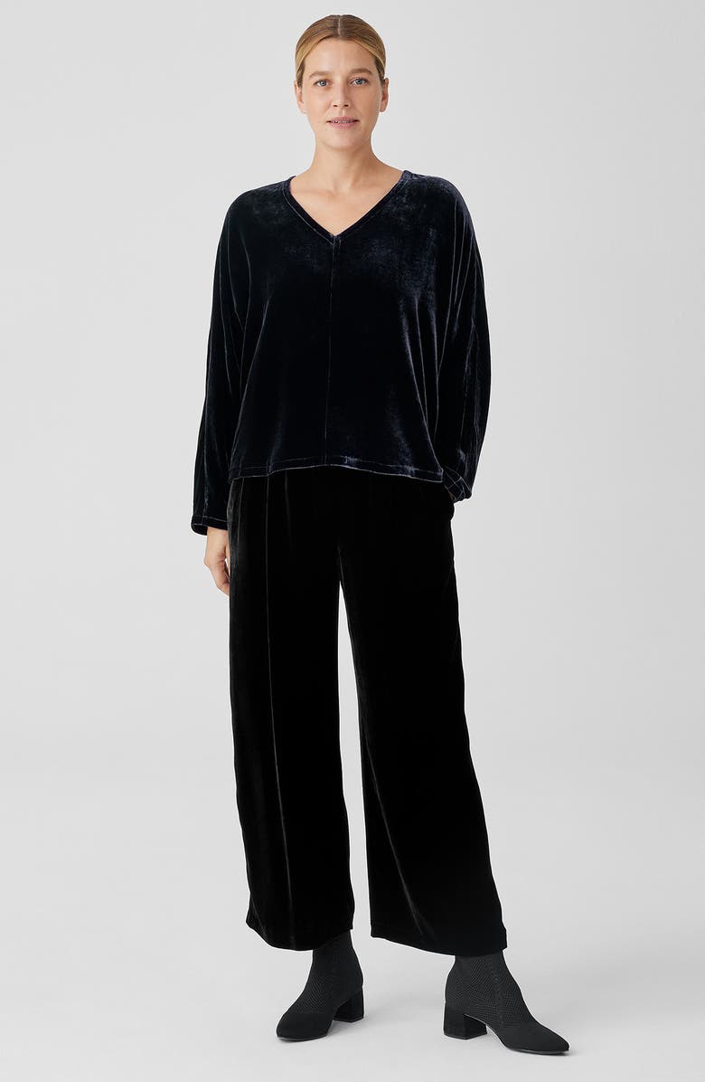 Eileen Fisher Long Sleeve V-Neck Velvet Top, Alternate, color,