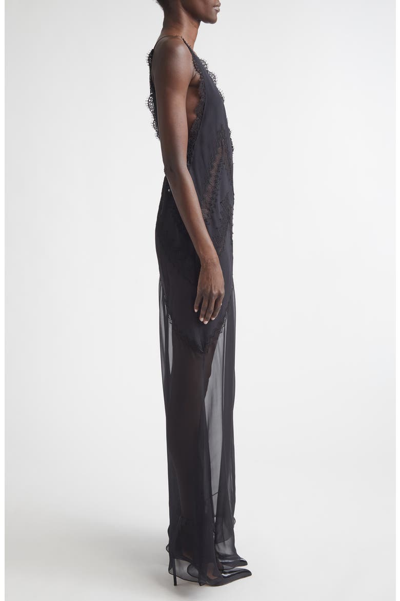 Enverse Satin Lace Slipdress, Alternate, color, BLACK