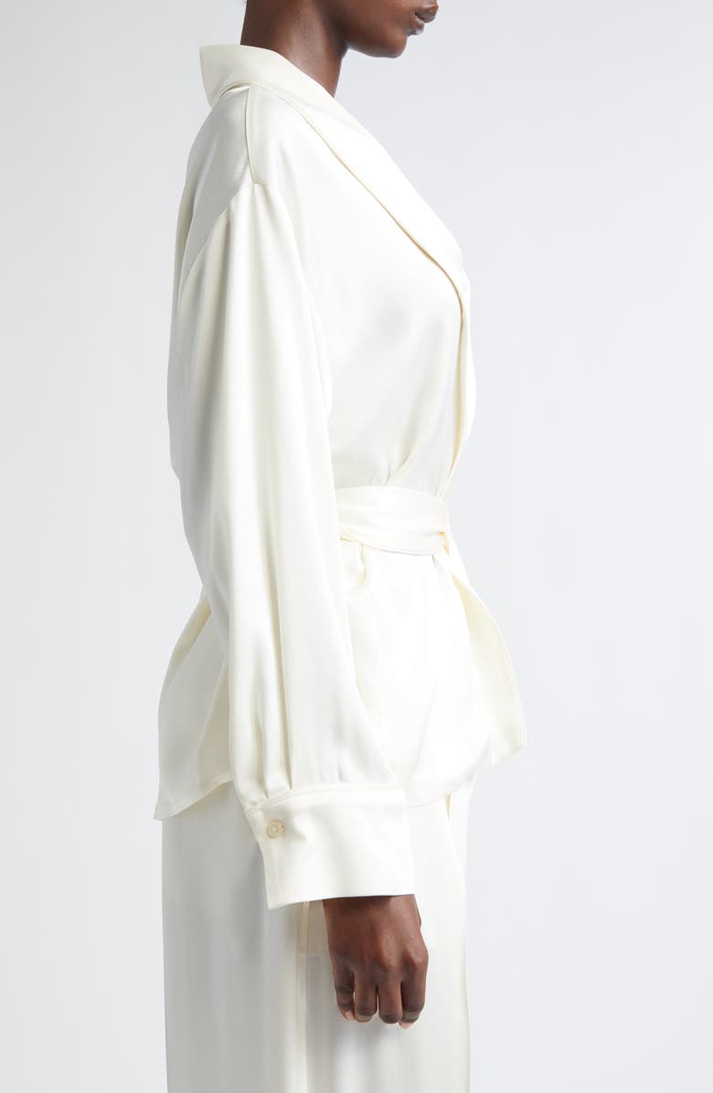 Victoria Beckham Pajama Wrap Top, Alternate, color, Ivory