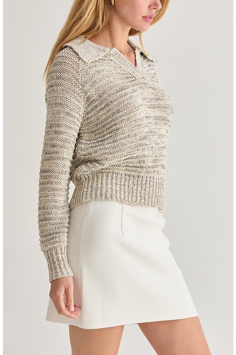 Marled Polo Sweater, Alternate, color, White Melange