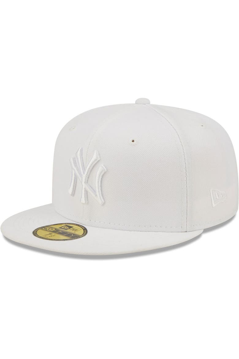 Men's New Era New York Yankees White on White 59FIFTY Fitted Hat, Main, color, White
