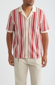 Wax London Ivy Stripe Knit Camp Shirt