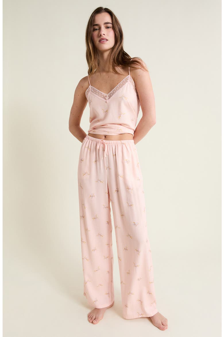 Plumia Floral Swiss Dot Pajama Pants, Alternate, color, IMP FOND VERT