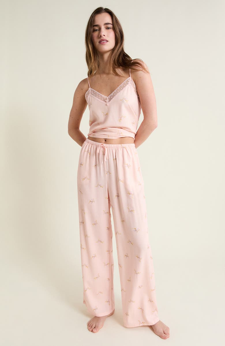 Etam Plumia Floral Swiss Dot Pajama Pants, Alternate, color, Imp Fond Vert