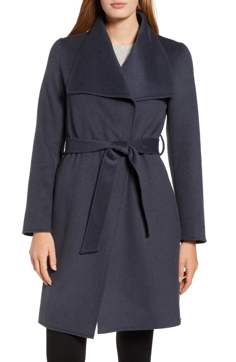 Tahari Ellie Double Face Wool Blend Wrap Coat, Main, color, 