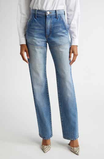 Brandon Maxwell The Wyatt Two Tone High Waist Straight Leg Jeans