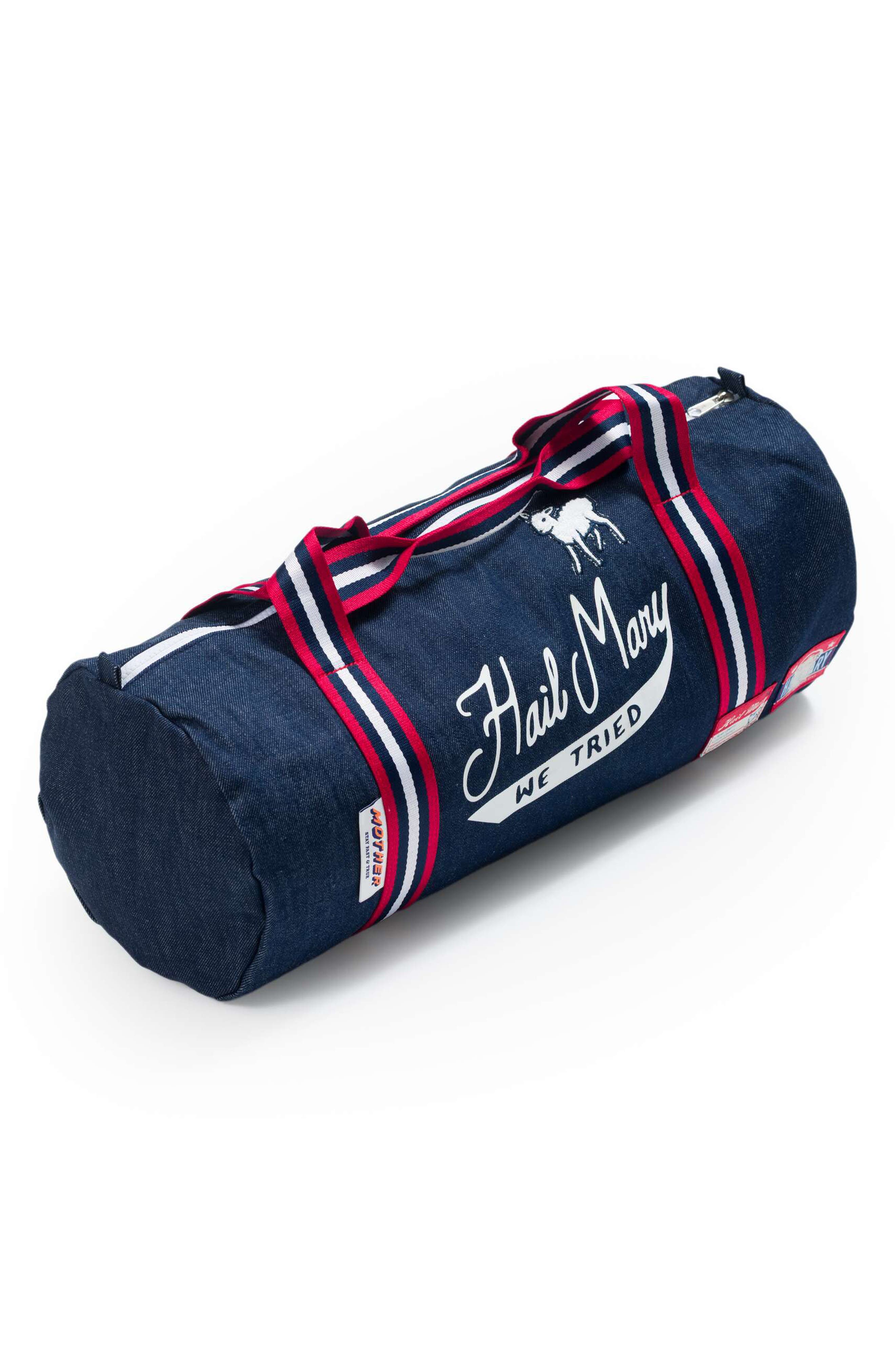 Sporty Denim Duffle Bag, Alternate, color, DIRTY LAUNDRY