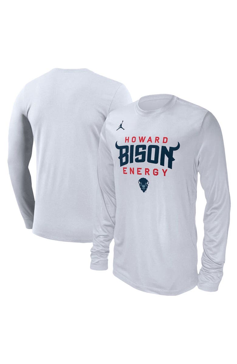 Jordan Brand Unisex Jordan Brand  White Howard Bison 2024 On-Court Bench Long Sleeve T-Shirt, Alternate, color, 
