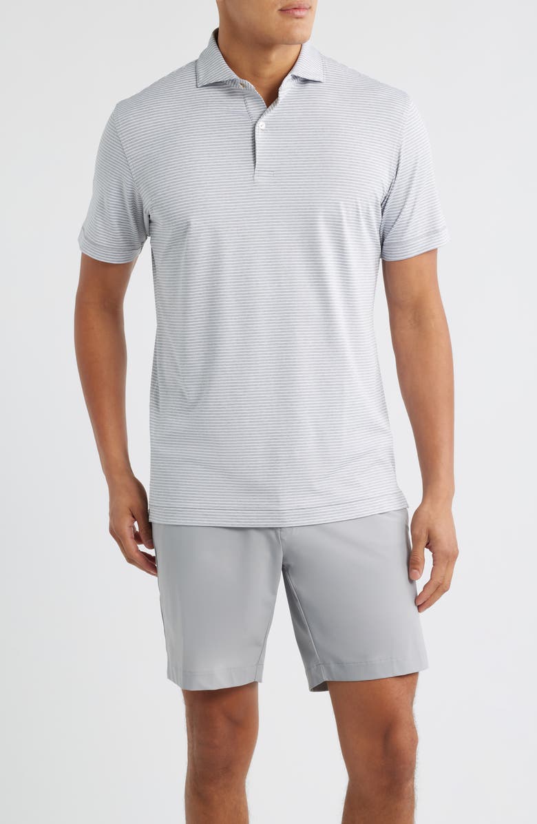 Peter Millar Crown Crafted Ballad Stripe Performance Jersey Polo, Main, color, Gale Grey