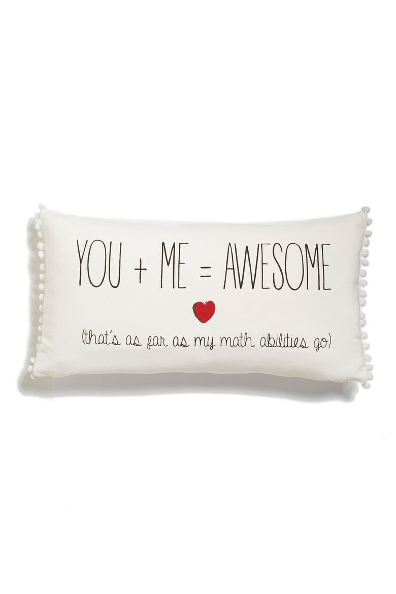 'You + Me = Awesome' Accent Pillow, Main, color, BEIGE