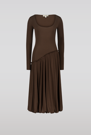 SAEMDI Asymmetric Hip Dress with Scoop Neck