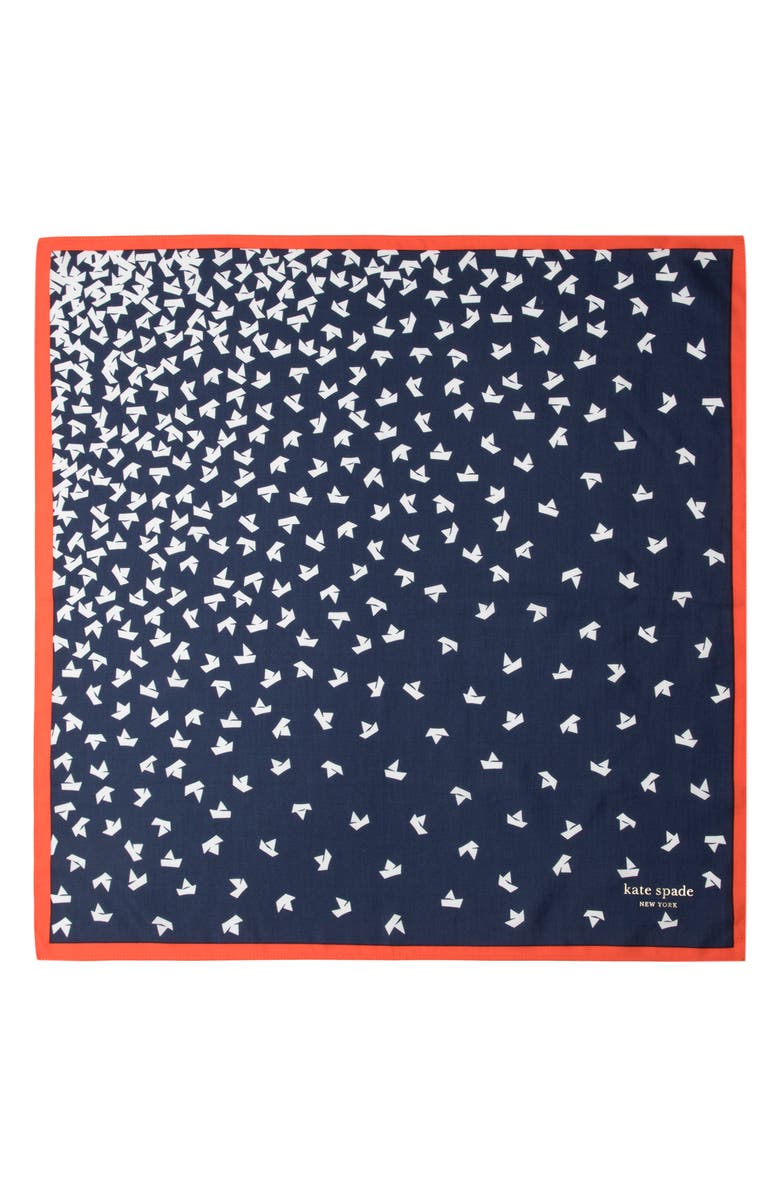 Kate Spade New York paper boats cotton & silk bandana scarf, Alternate, color, 