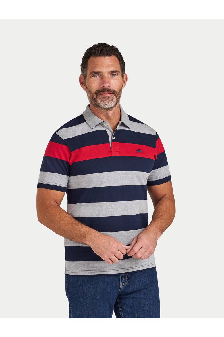 Short Sleeve Contrast Stripe Polo Shirt, Main, color, Red