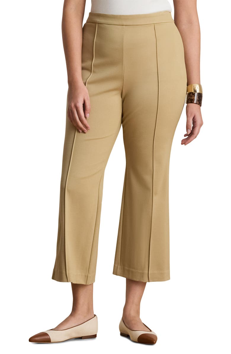 Lauren Ralph Lauren Ankle Flare Twill Pants, Main, color, Birch Beige