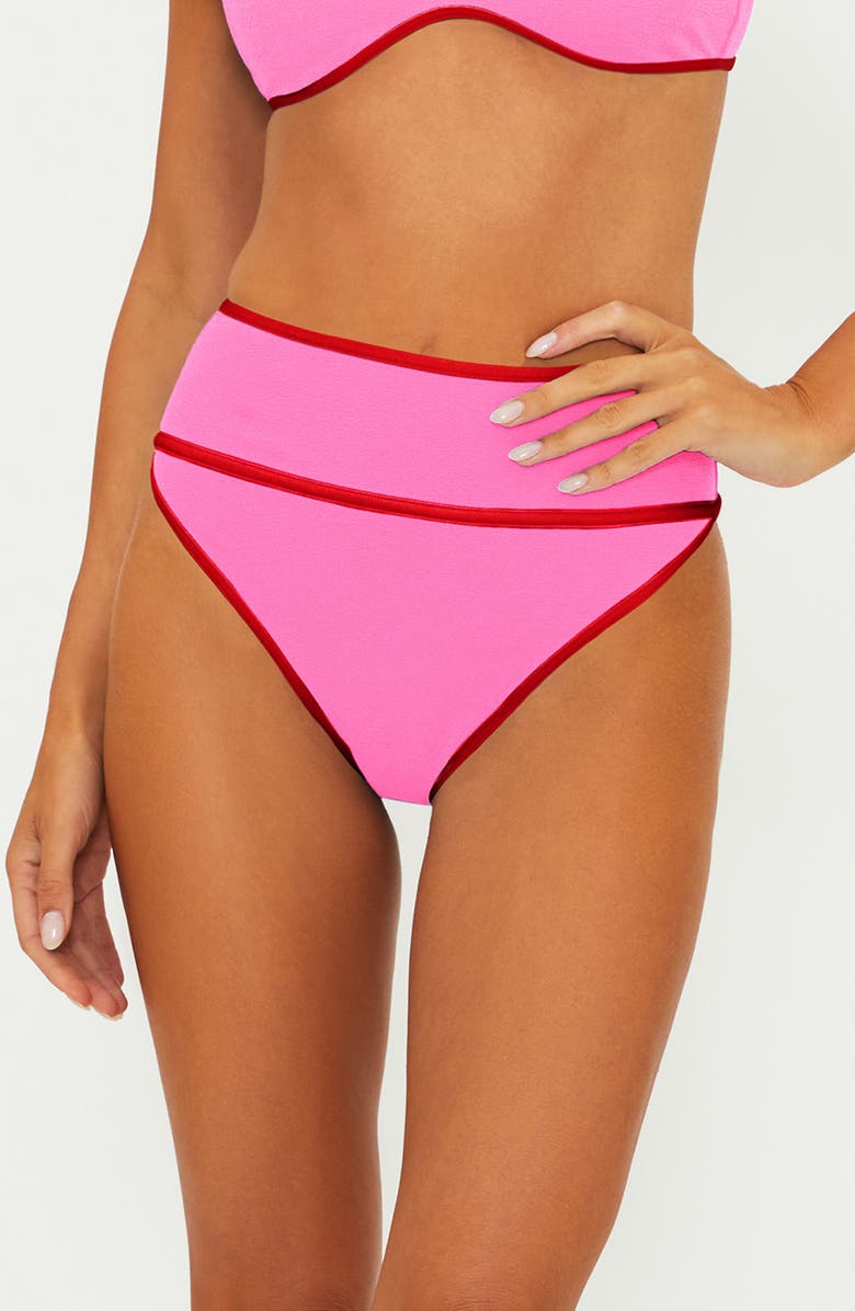 Beach Riot Carlotta High Waist Bikini Bottoms, Main, color, Electric Pink