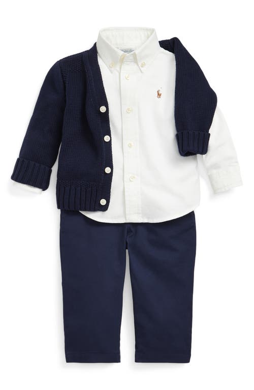 Polo Ralph Lauren Baby Boys Combed Cotton V-neck Cardigan In Navy