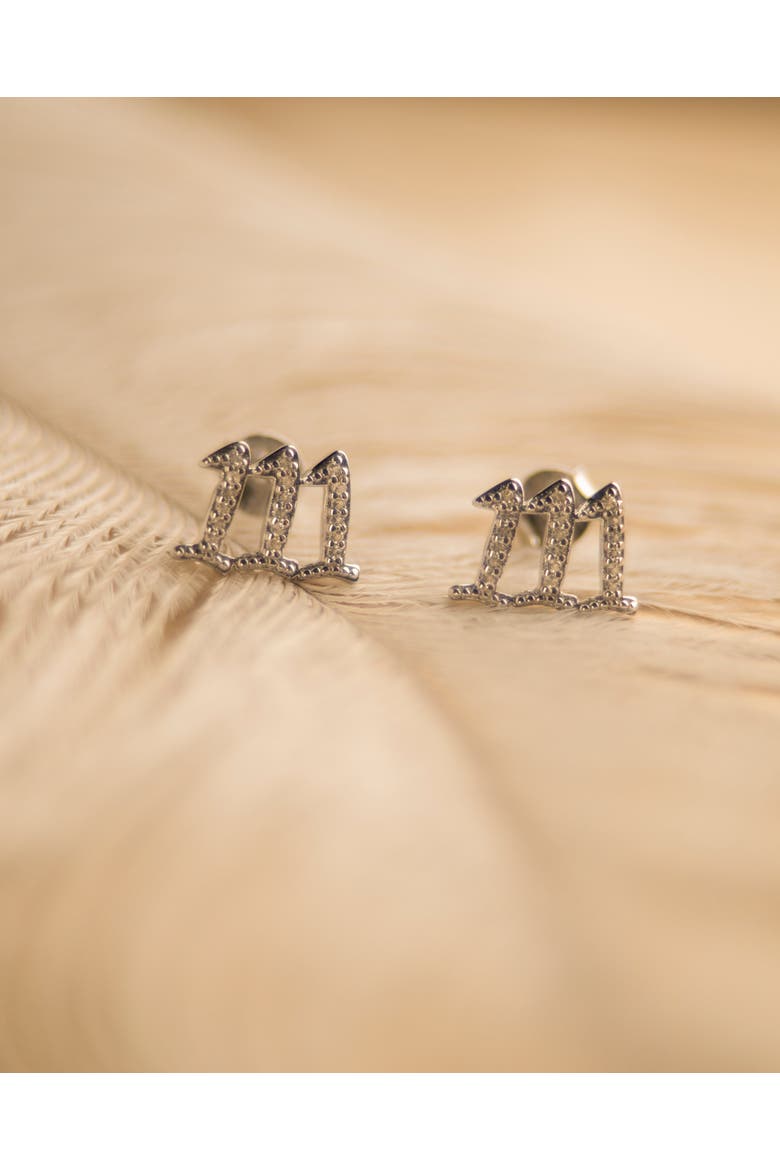 111 Angel Number Manifestation Stud Earrings, Alternate, color, Rose