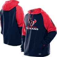 New Era Men's New Era Navy Houston Texans Combine Authentic Color Block Raglan Pullover Hoodie