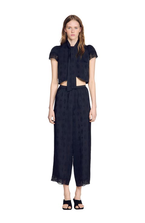 Fluid Paisley jacquard trousers