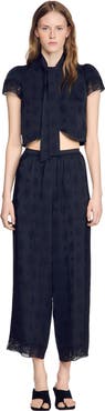 SANDRO Fluid Paisley jacquard trousers