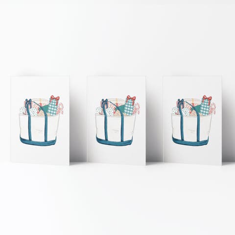Winter/Holiday Greeting Card Pack Sets (3 ct) Tote with Presents