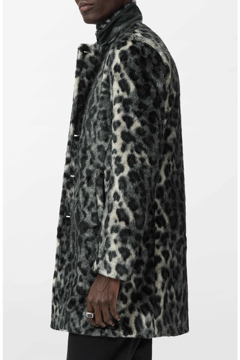 Templeton Leopard Print Faux Fur Topcoat, Alternate, color, DEEP CHARCOAL