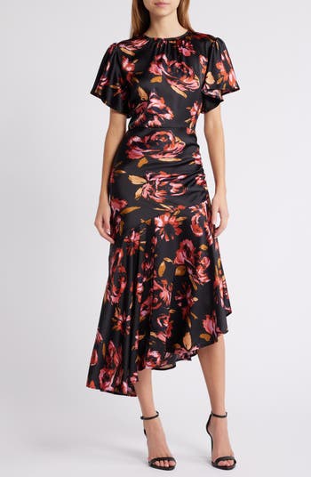 Tia Asymmetrical Hem Faux Leather Skirt