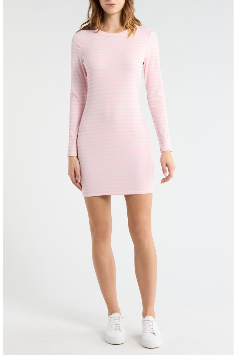 Long Sleeve Stripe Minidress, Main, color, PINK/ CREAM