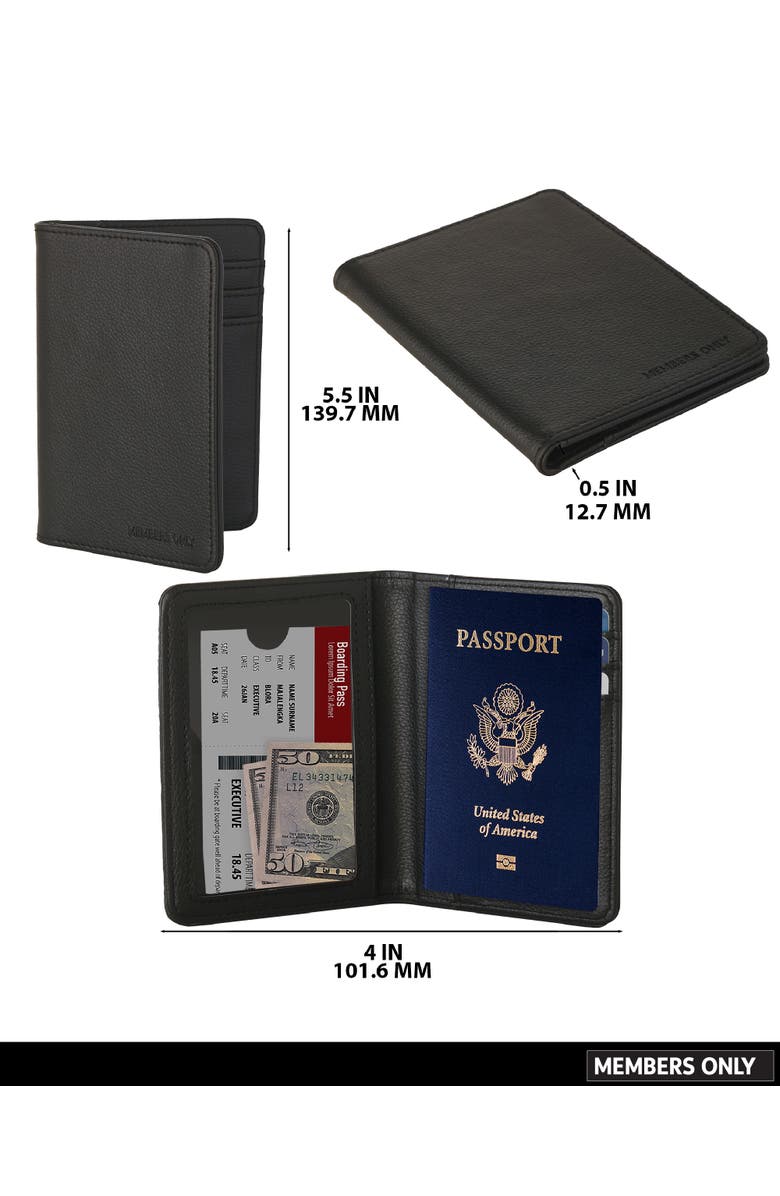Members Only Passport Holder, Bifold Wallet with Secure Card Slots, Alternate, color, Black
