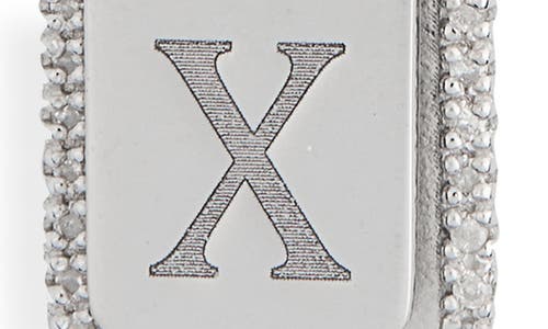 Meshmerise Diamond Initial Dog Tag Pendant Necklace In White-x