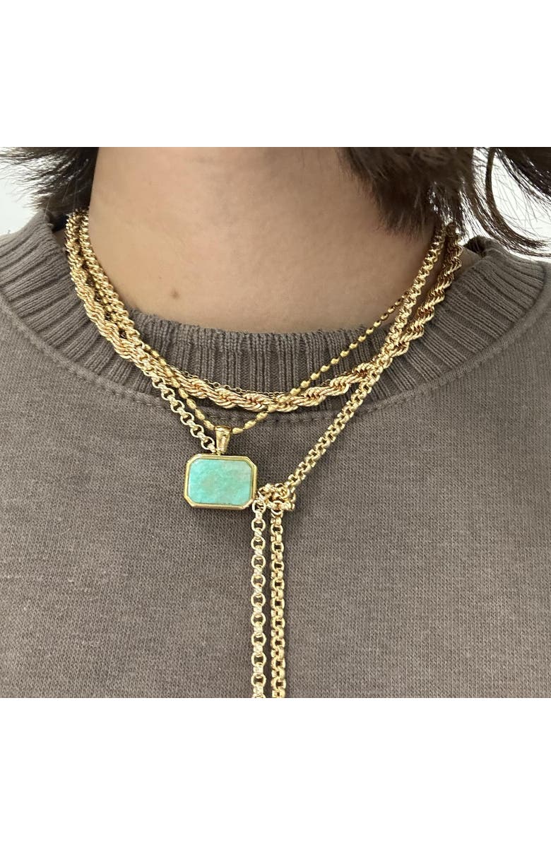 Outofoffice Amazonite Gemstone Necklace Gold Layering Pendant, Alternate, color, Green