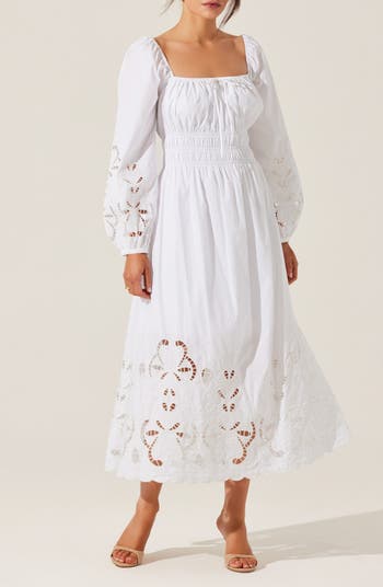 ASTR the Label Wisnia Long Sleeve Eyelet Embroidered Dress