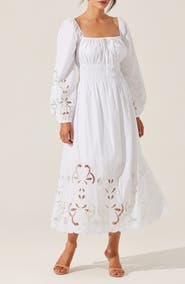 ASTR the Label Wisnia Long Sleeve Eyelet Embroidered Dress