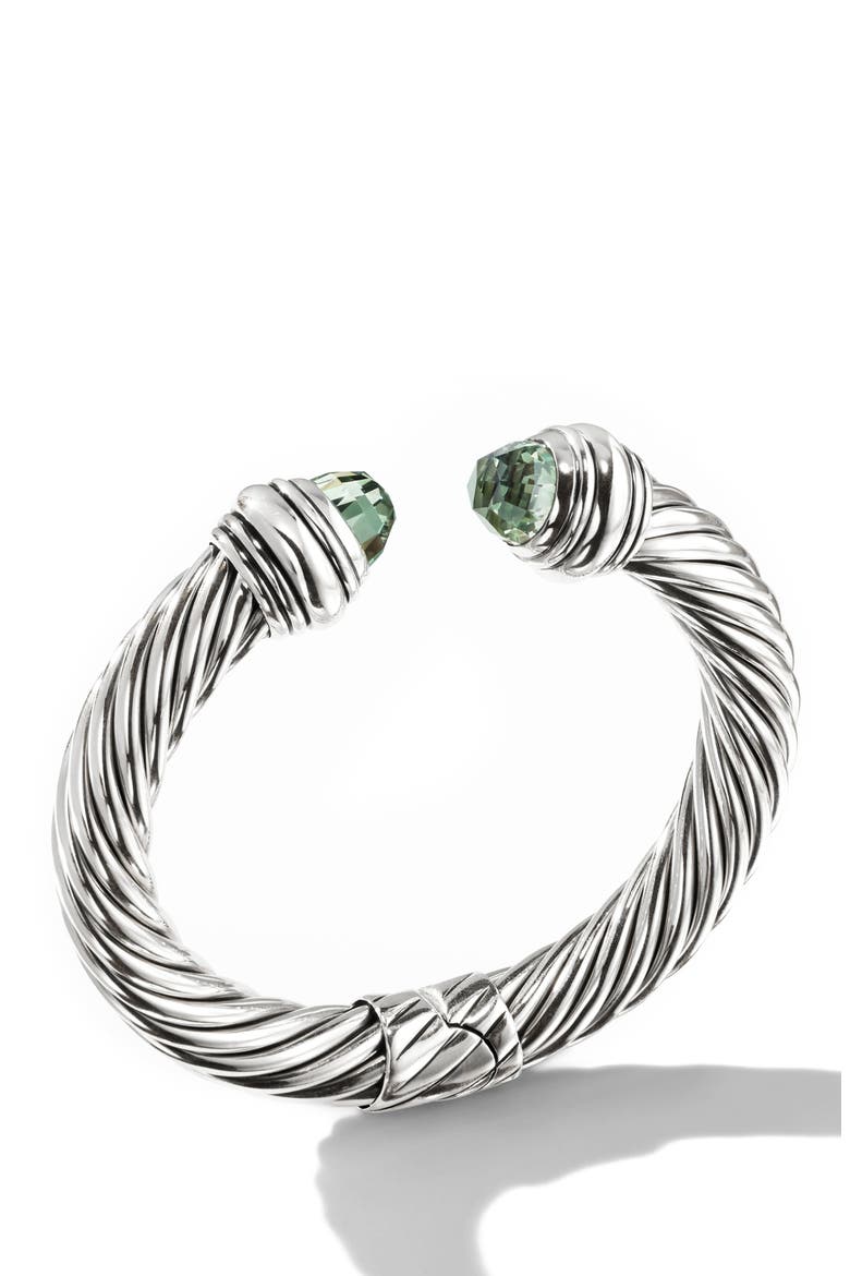 Classic Cable Bracelet in Sterling Silver with 14K Yellow Gold, 10mm, Alternate, color, STERLING SILVER/ PRASIOLITE
