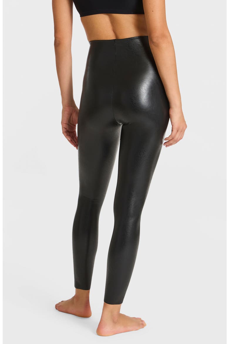 Faux Leather 7/8 Leggings, Alternate, color, BLACK