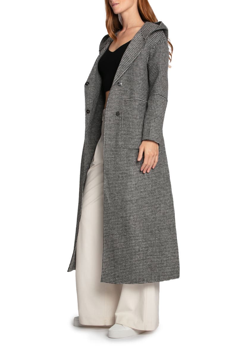 Walk My Way Wool Blend Hooded Coat, Alternate, color, BLACK/WHITE