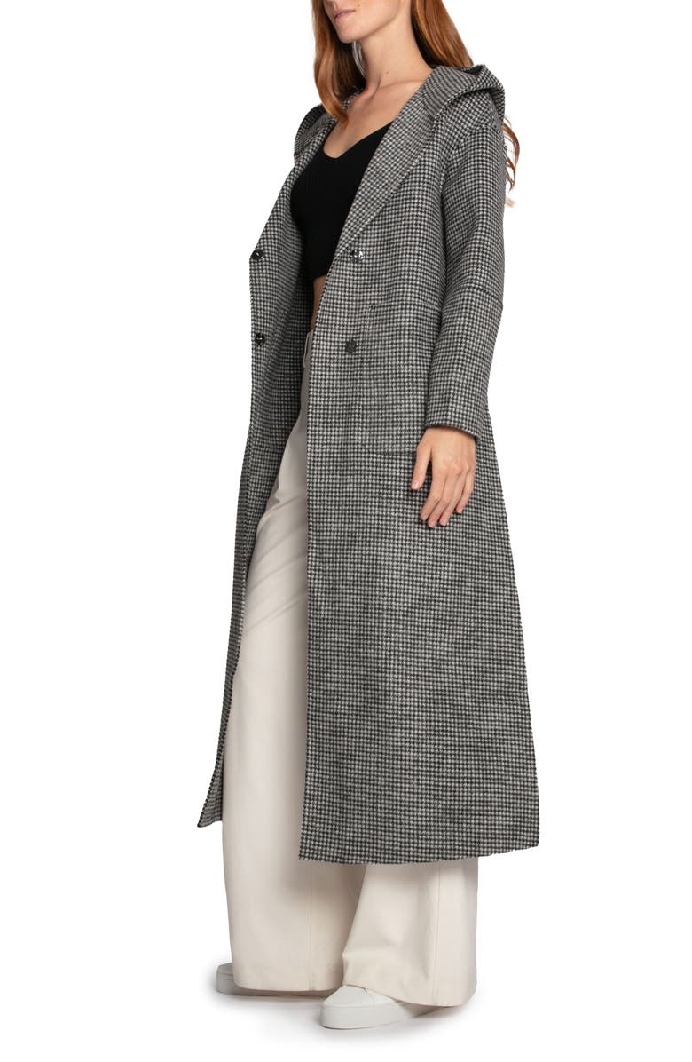 Belle & Bloom Walk My Way Wool Blend Hooded Coat, Alternate, color, Black/White