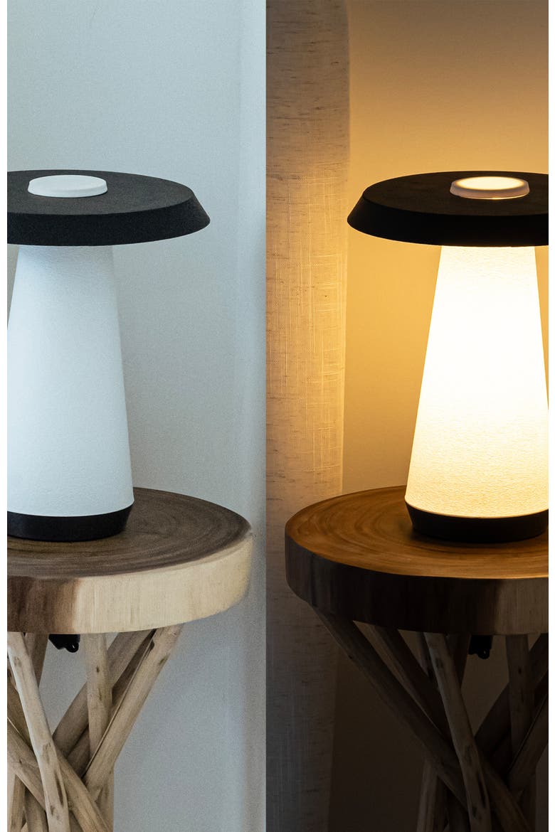 Bruno 12.25" Mid-Century Minimalist Plant-Based PLA 3D Printed Dimmable LED Table Lamp, Alternate, color, White/Black with White Shade