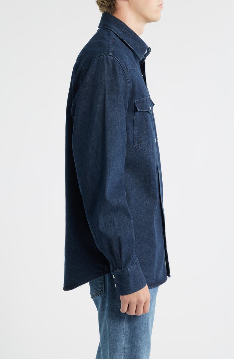 Schott NYC Cotton Denim Western Shirt, Alternate, color, Indigo