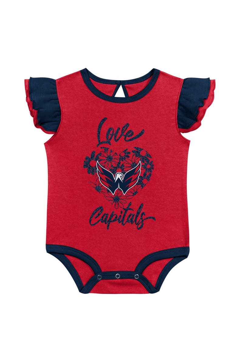 Outerstuff Girls Infant Red/Navy Washington Capitals Two-Pack Training Bodysuit Set, Alternate, color, Red