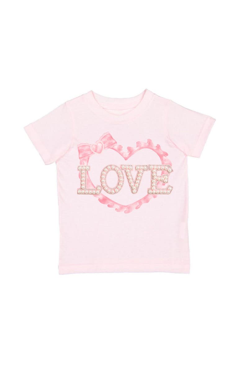Sweet Wink Pearl Love Patch Valentine's Day Short Sleeve T-Shirt, Main, color, Ballet Pink