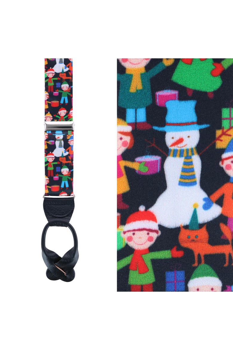 Happy Holidays Children's Gift Exchange Silk Button End Suspenders, Main, color, Multiple Colors