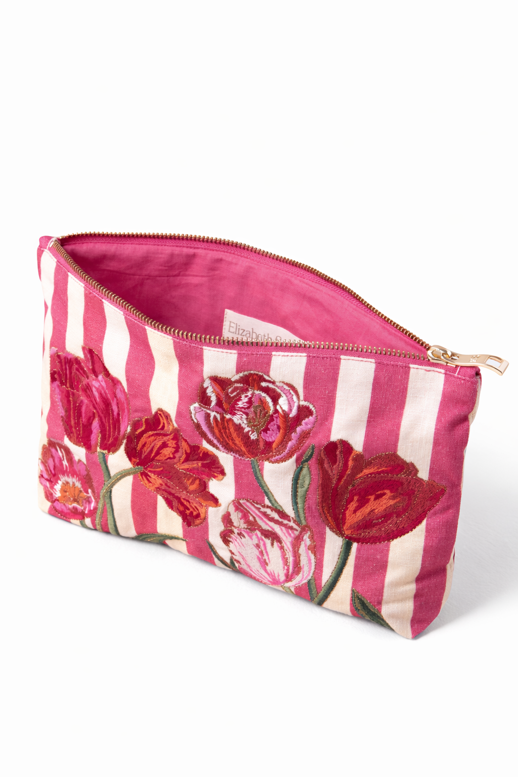 Elizabeth Scarlett Tulip Stripe Cotton Everyday Pouch, Alternate, color, Pink