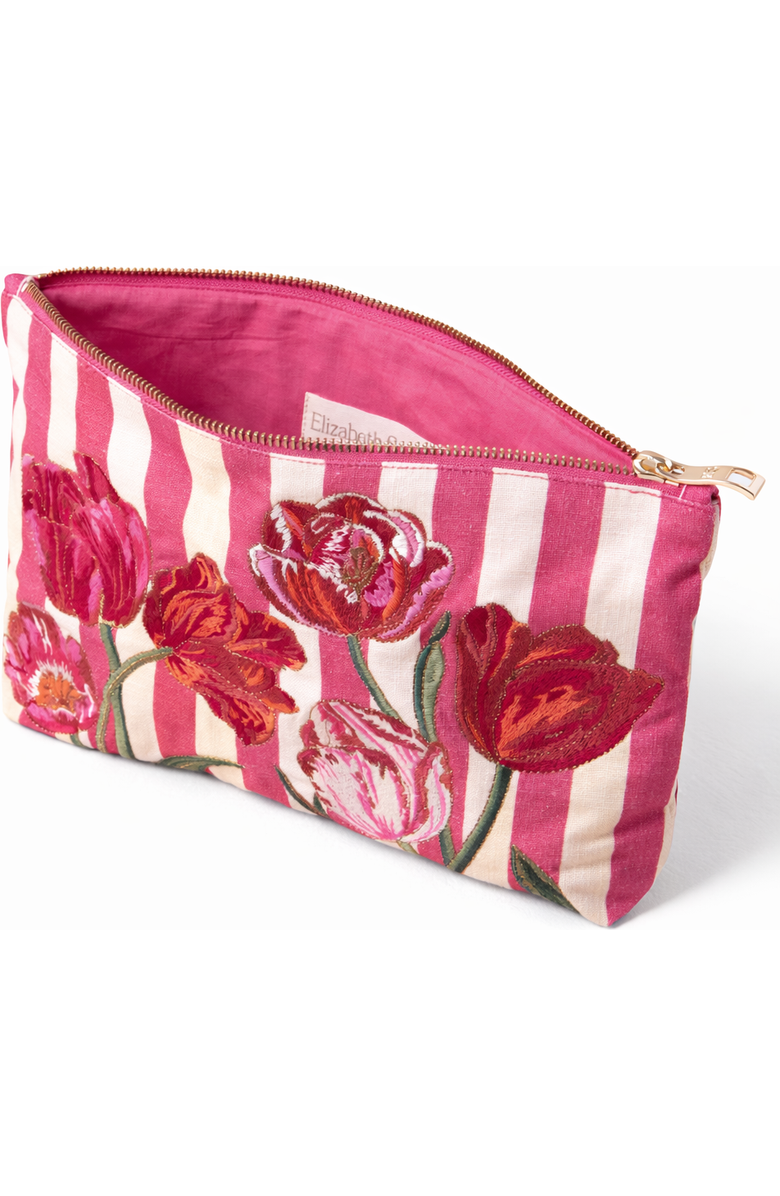 Elizabeth Scarlett Tulip Stripe Cotton Everyday Pouch, Alternate, color, Pink