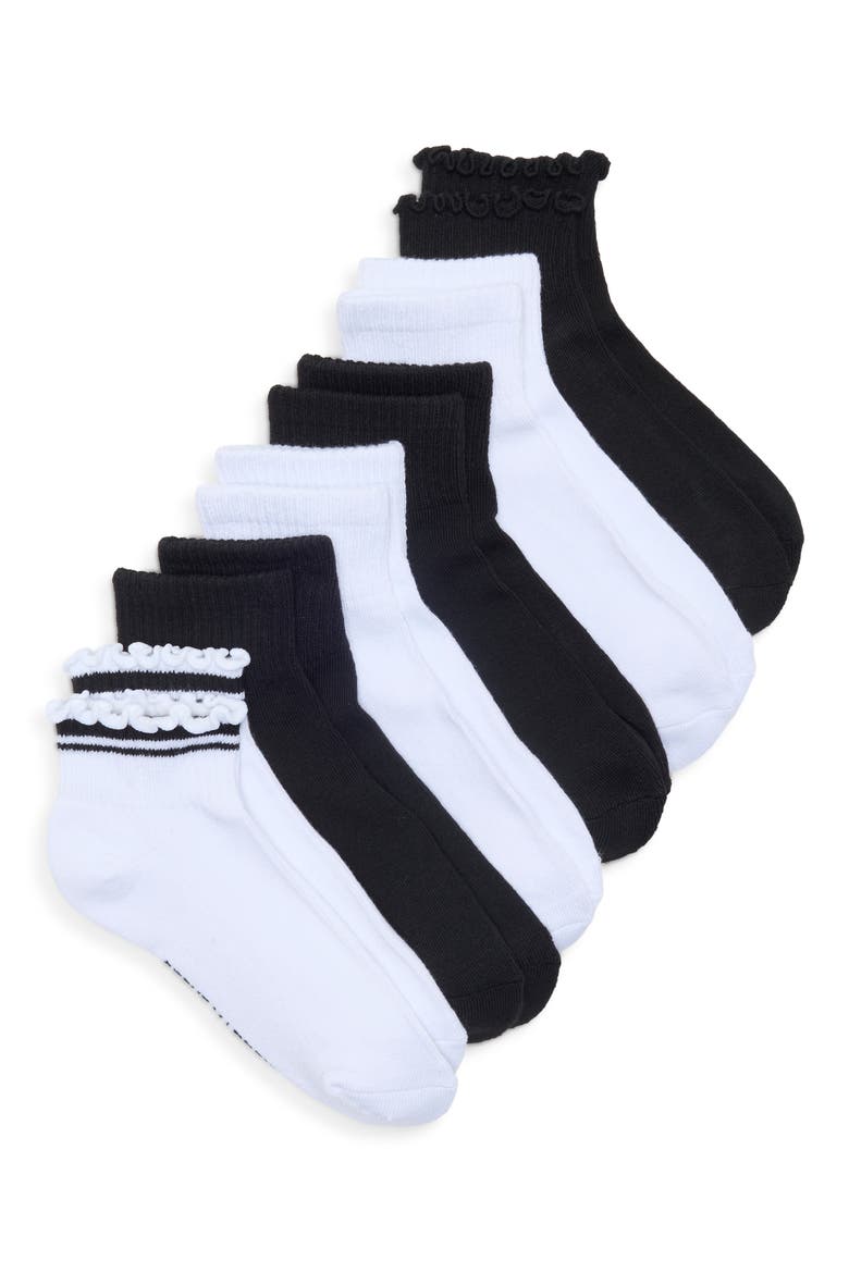 6-Pack Varsity Stripe Assorted Ankle Socks, Main, color, WHITE/ BLACK