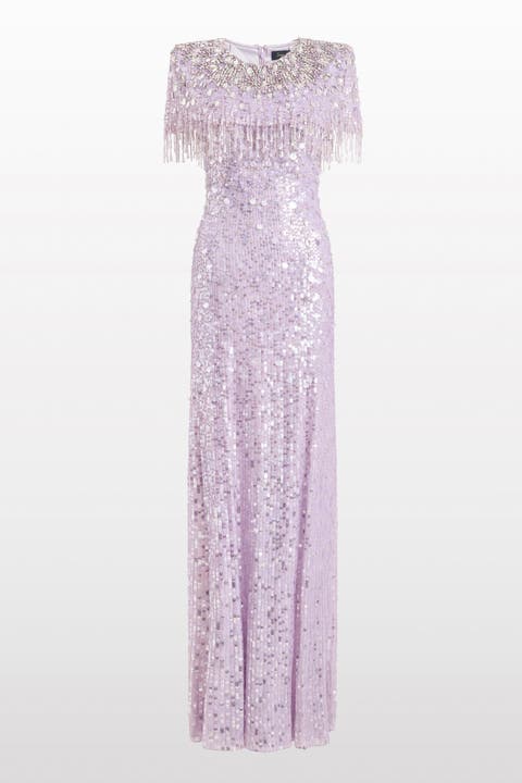 Eugenie Sequin Fringed Maxi Dress